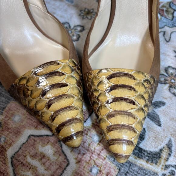 Alexandre Birman Snake Skin Suede Pointed Toe Heels Italian Pumps Women's Size 7 - Picture 7 of 16